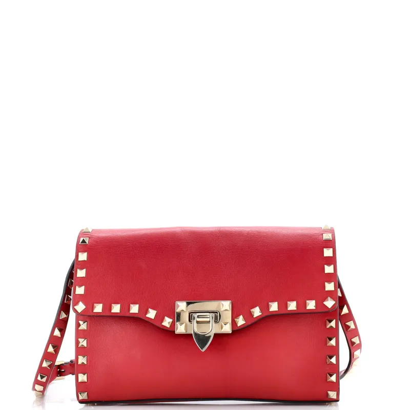 Pre-Loved Valentino Rockstud Flip Lock Flap Bag Leather Medium sold by Zulily