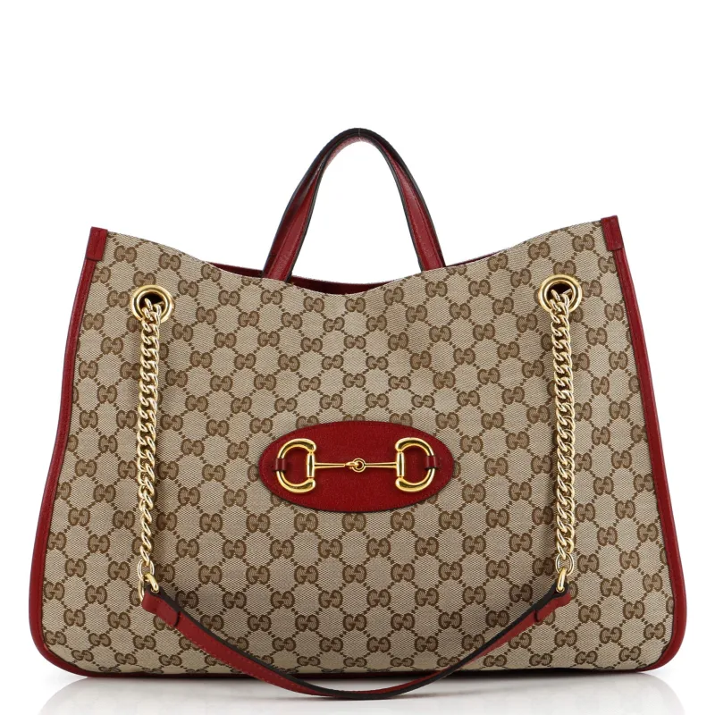 Pre-Loved Gucci Horsebit 1955 Chain Tote GG Canvas Large sold by Zulily