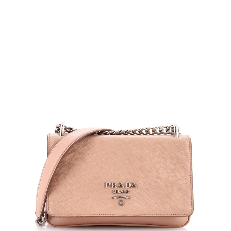 Pre-Loved Prada Chain Flap Crossbody Bag Saffiano and Soft Calf Small sold by Zulily