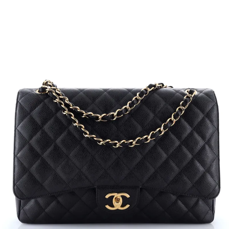 Pre-Loved Chanel Classic Double Flap Bag Quilted Caviar Maxi sold by Zulily