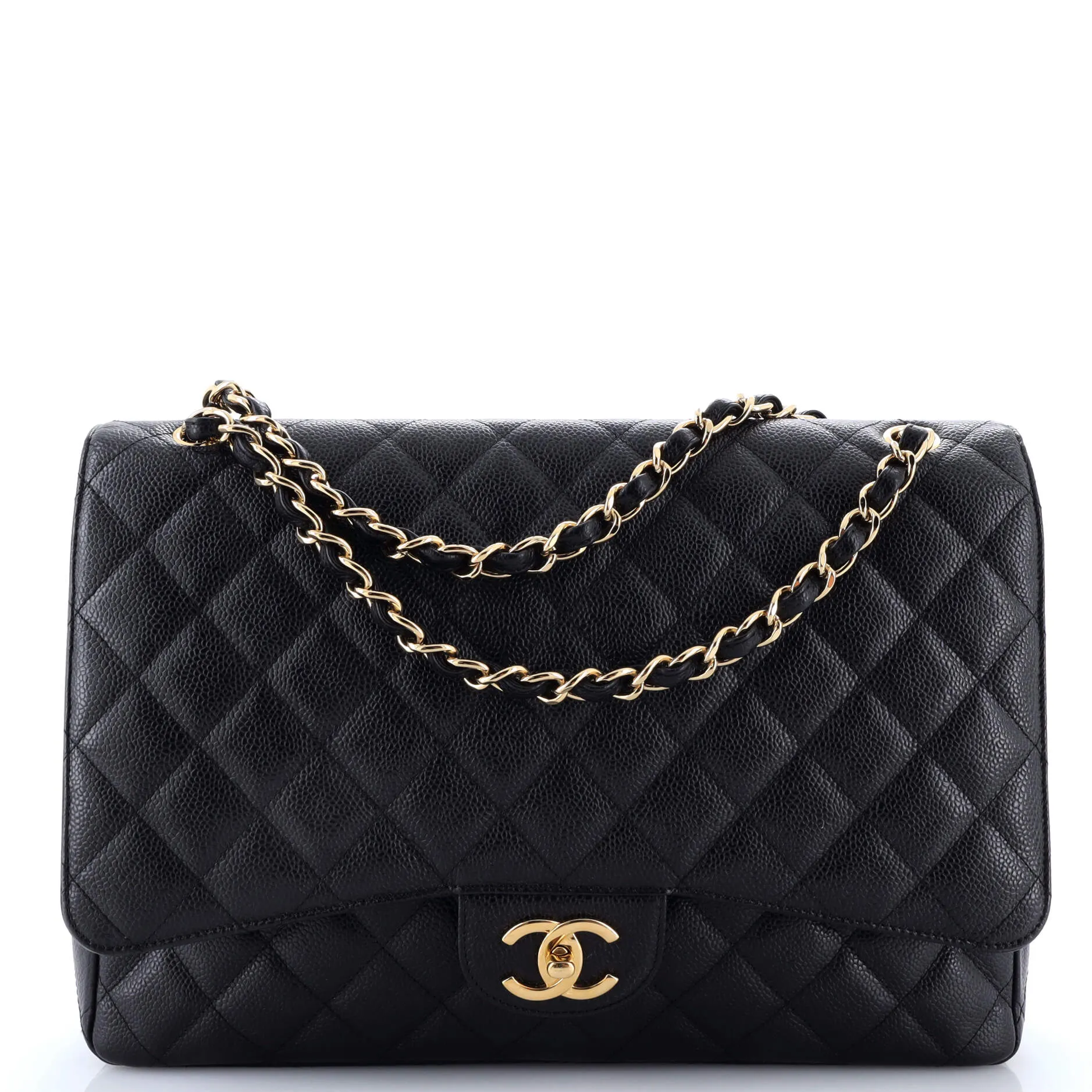 Pre-Loved Chanel Classic Double Flap Bag Quilted Caviar Maxi sold by Zulily
