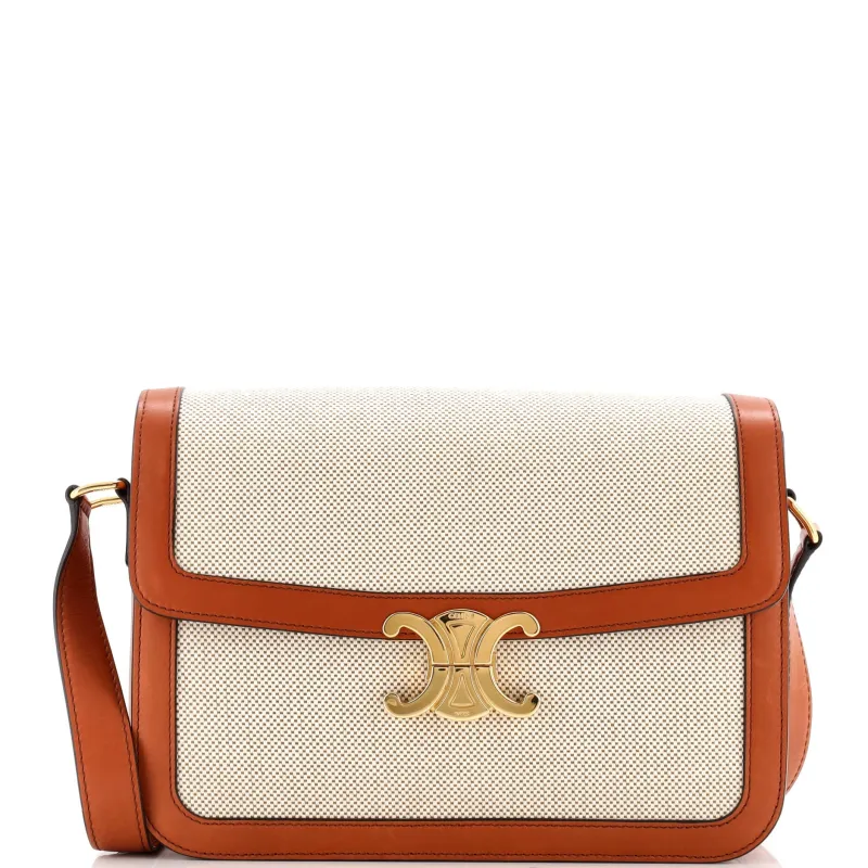 Pre-Loved Celine Triomphe Shoulder Bag Canvas with Leather Medium sold by Zulily