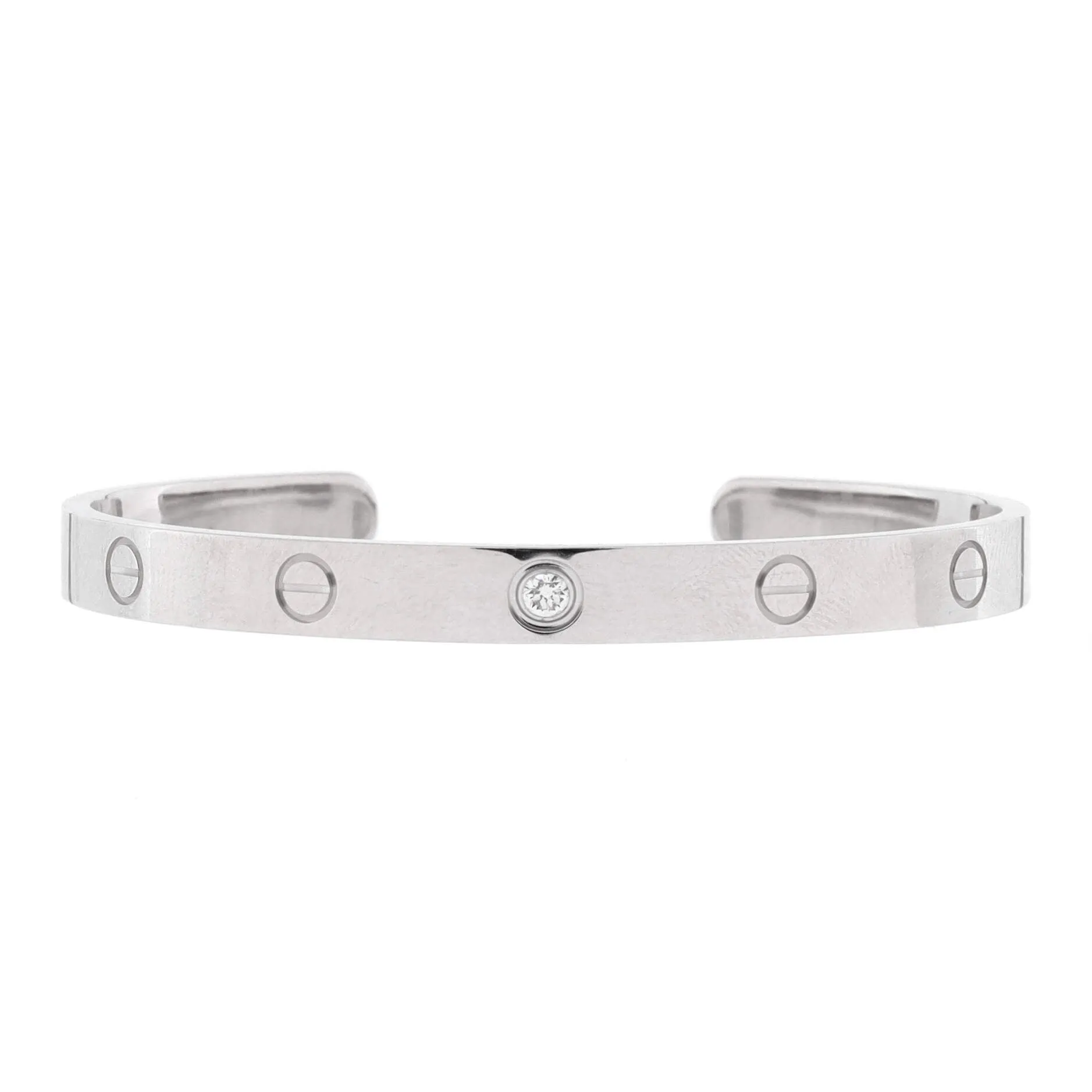 Pre-Loved Cartier Love 1 Diamond Cuff Bracelet 18K White Gold with Diamond sold by Zulily