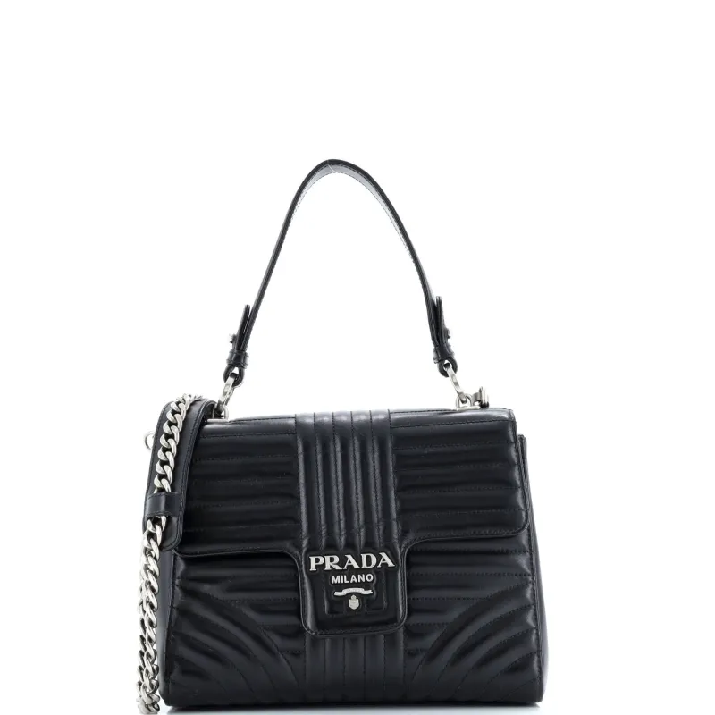 Pre-Loved Prada Top Handle Flap Bag Diagramme Quilted Leather Small sold by Zulily