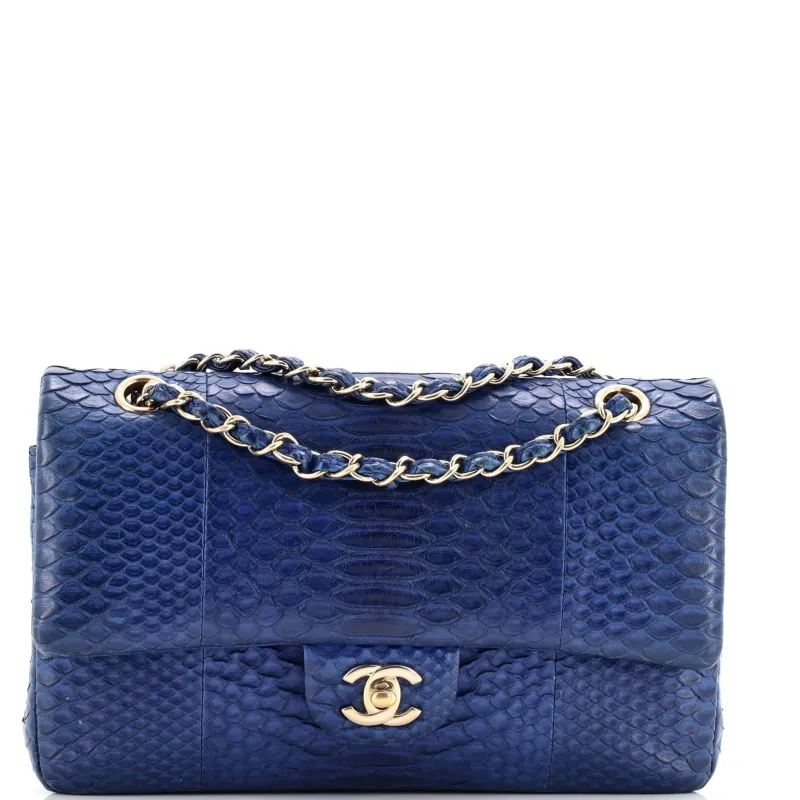 Pre-Loved Chanel Classic Double Flap Bag Python Medium sold by Zulily