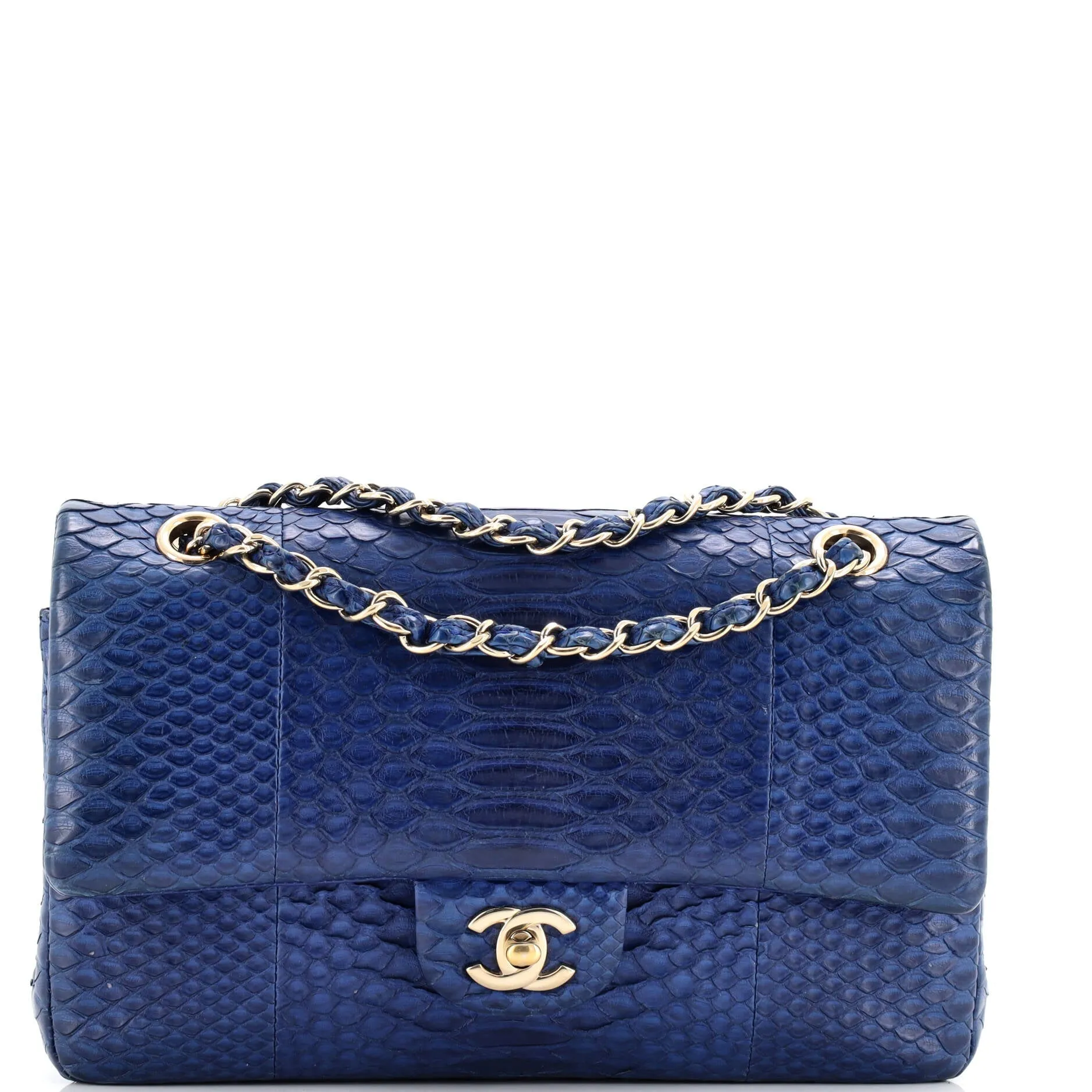 Pre-Loved Chanel Classic Double Flap Bag Python Medium sold by Zulily