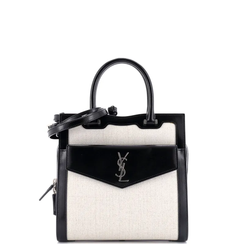 Pre-Loved Saint Laurent Uptown Tote Canvas with Leather Small sold by Zulily