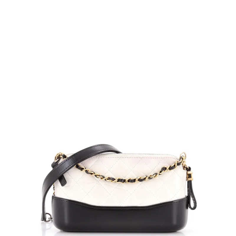 Pre-Loved Chanel Gabrielle Double Zip Clutch with Chain Quilted Aged Calfskin made by Chanel