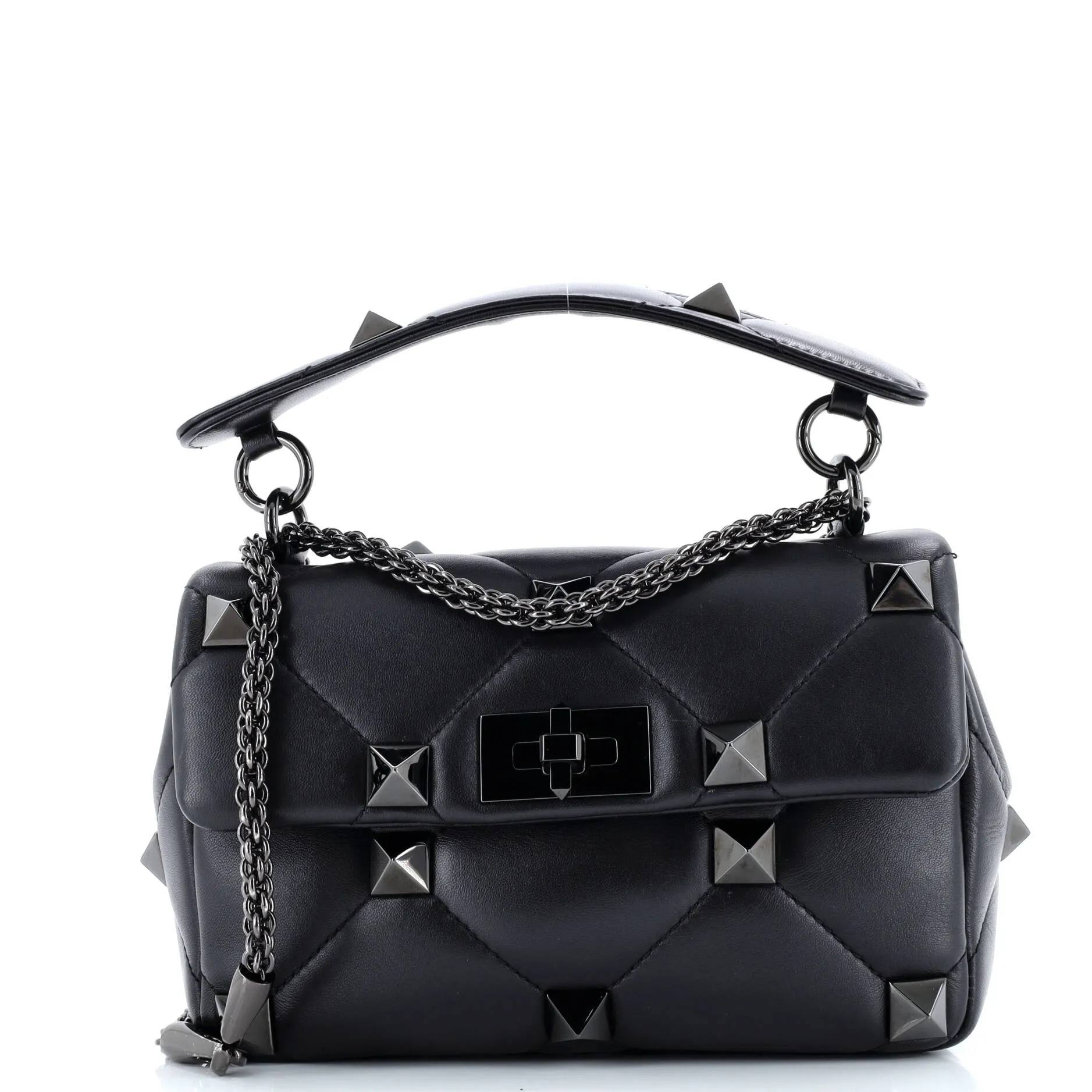 Pre-Loved Valentino Roman Stud Flap Bag Quilted Leather Medium sold by Zulily