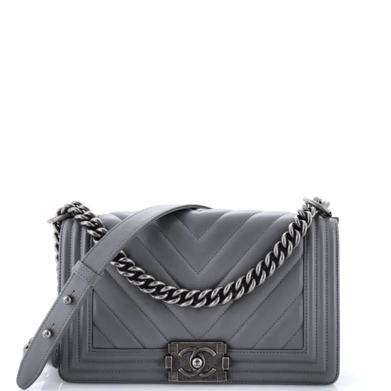 Pre-Loved Chanel Boy Flap Bag Chevron Lambskin Old Medium sold by Zulily