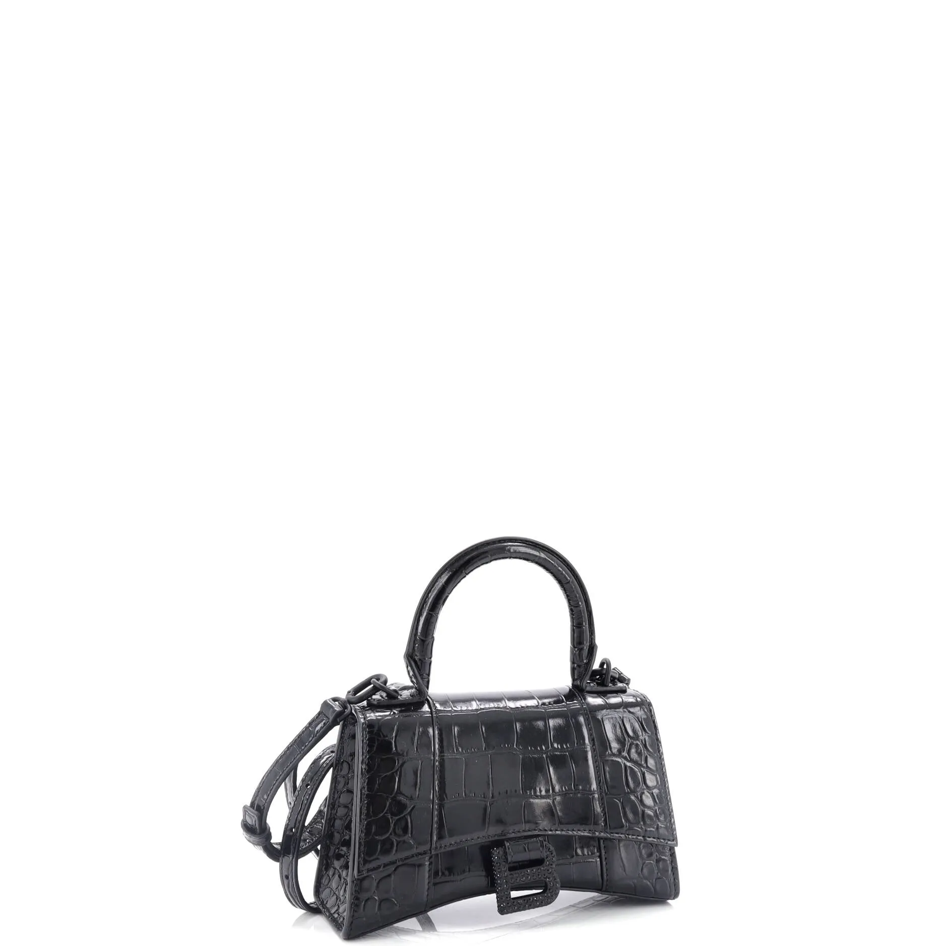 Pre-Loved Balenciaga Hourglass Top Handle Bag Crocodile Embossed Leather with Crystals XS sold by Zulily product image thumbnail 2