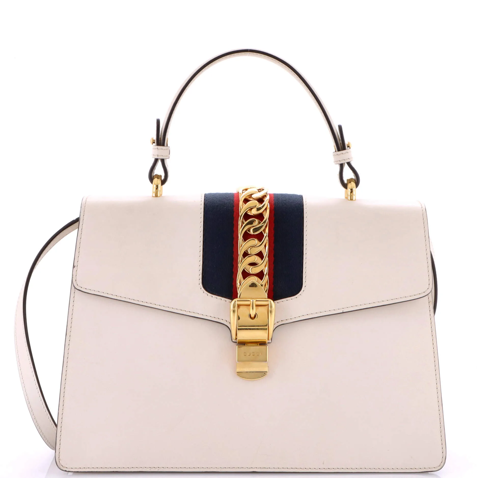 Pre-Loved Gucci Sylvie Top Handle Bag Leather Medium sold by Zulily