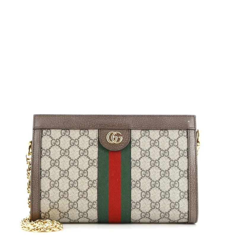 Pre-Loved Gucci Ophidia Chain Shoulder Bag GG Coated Canvas Small sold by Zulily
