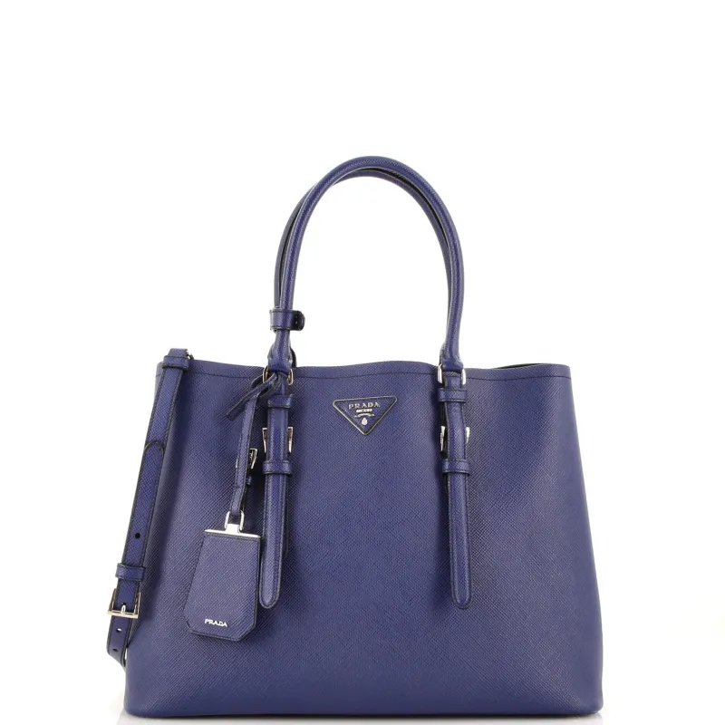 Pre-Loved Prada Belted Strap Cuir Double Tote Saffiano Leather Medium sold by Zulily