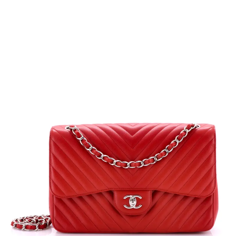 Pre-Loved Chanel Classic Double Flap Bag Chevron Caviar Jumbo made by Chanel
