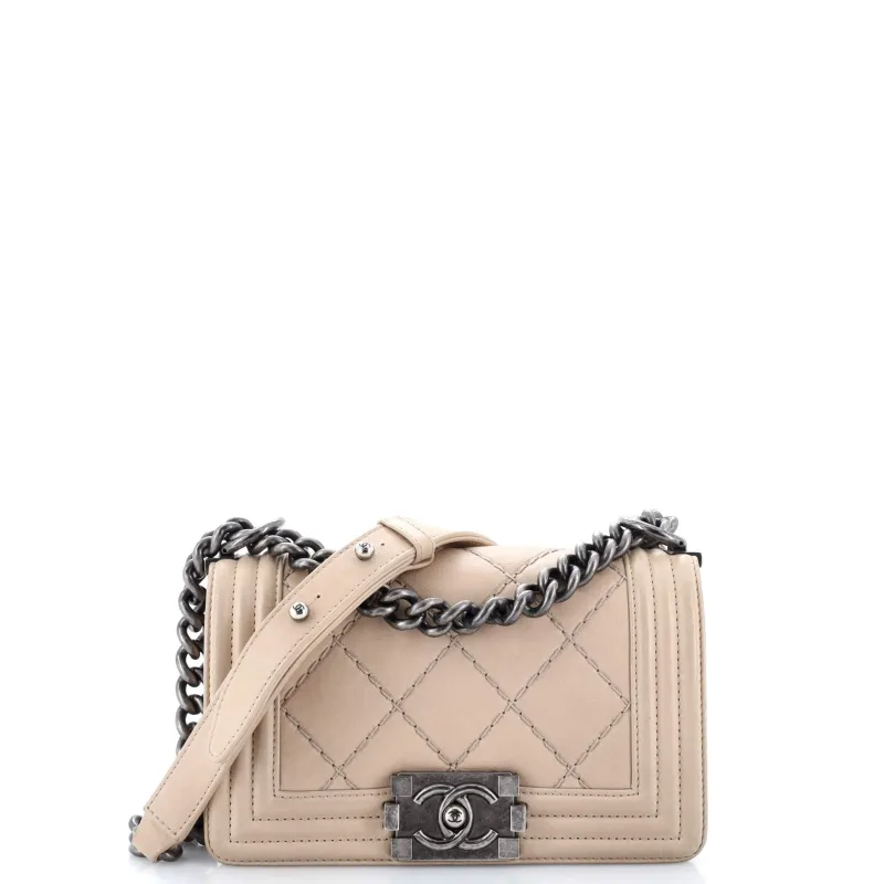 Pre-Loved Chanel Stitch Boy Flap Bag Quilted Calfskin Small sold by Zulily
