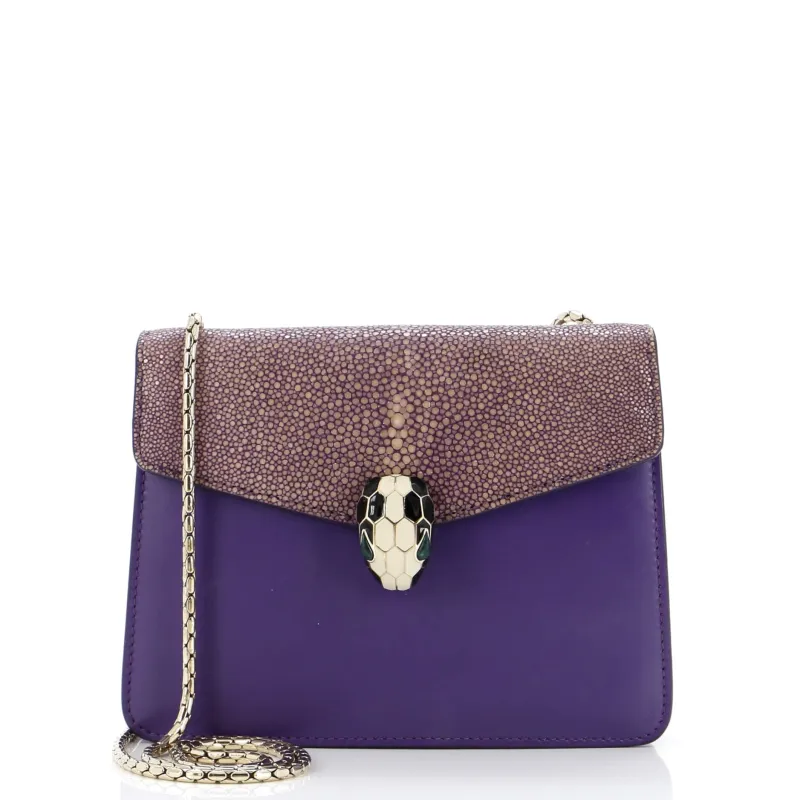 Pre-Loved Bvlgari Serpenti Forever Square Shoulder Bag Leather and Stingray Small sold by Zulily