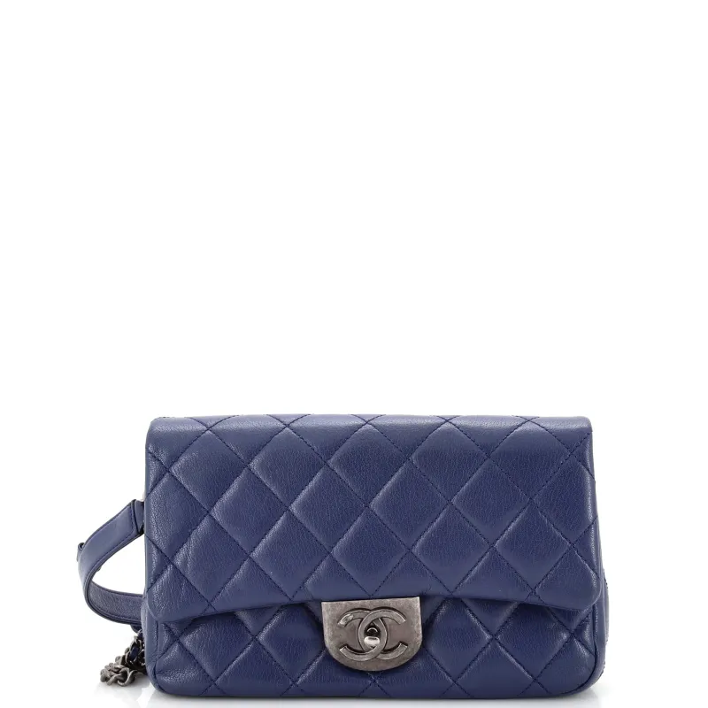Pre-Loved Chanel Double Carry Chain Waist Bag Quilted Goatskin Small made by Chanel