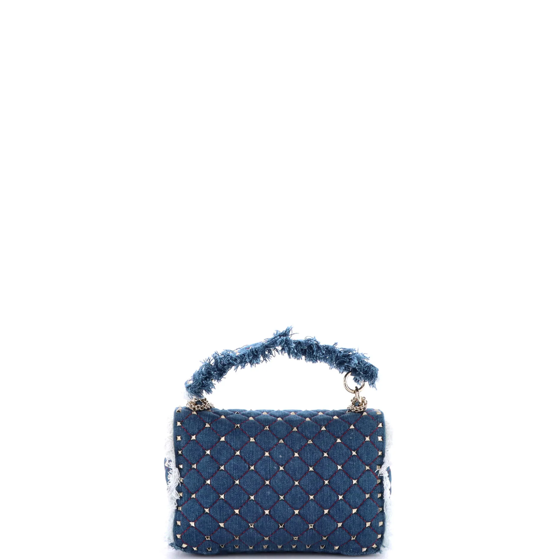 Pre-Loved Valentino Rockstud Spike Flap Bag Quilted Denim Medium sold by Zulily product image thumbnail 3
