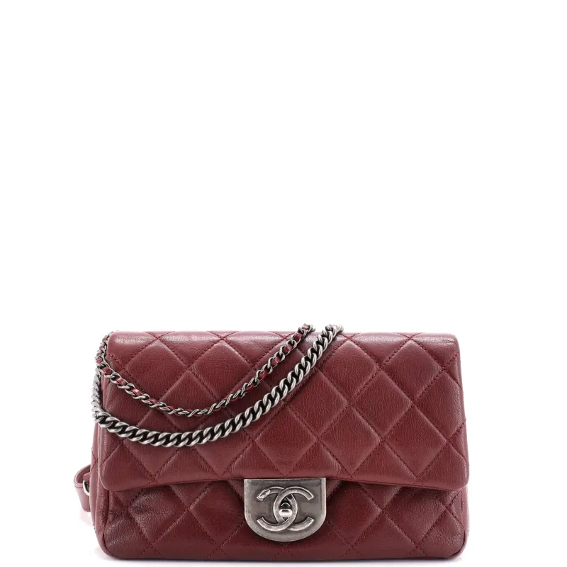 Pre-Loved Chanel Double Carry Chain Waist Bag Quilted Goatskin Small made by Chanel