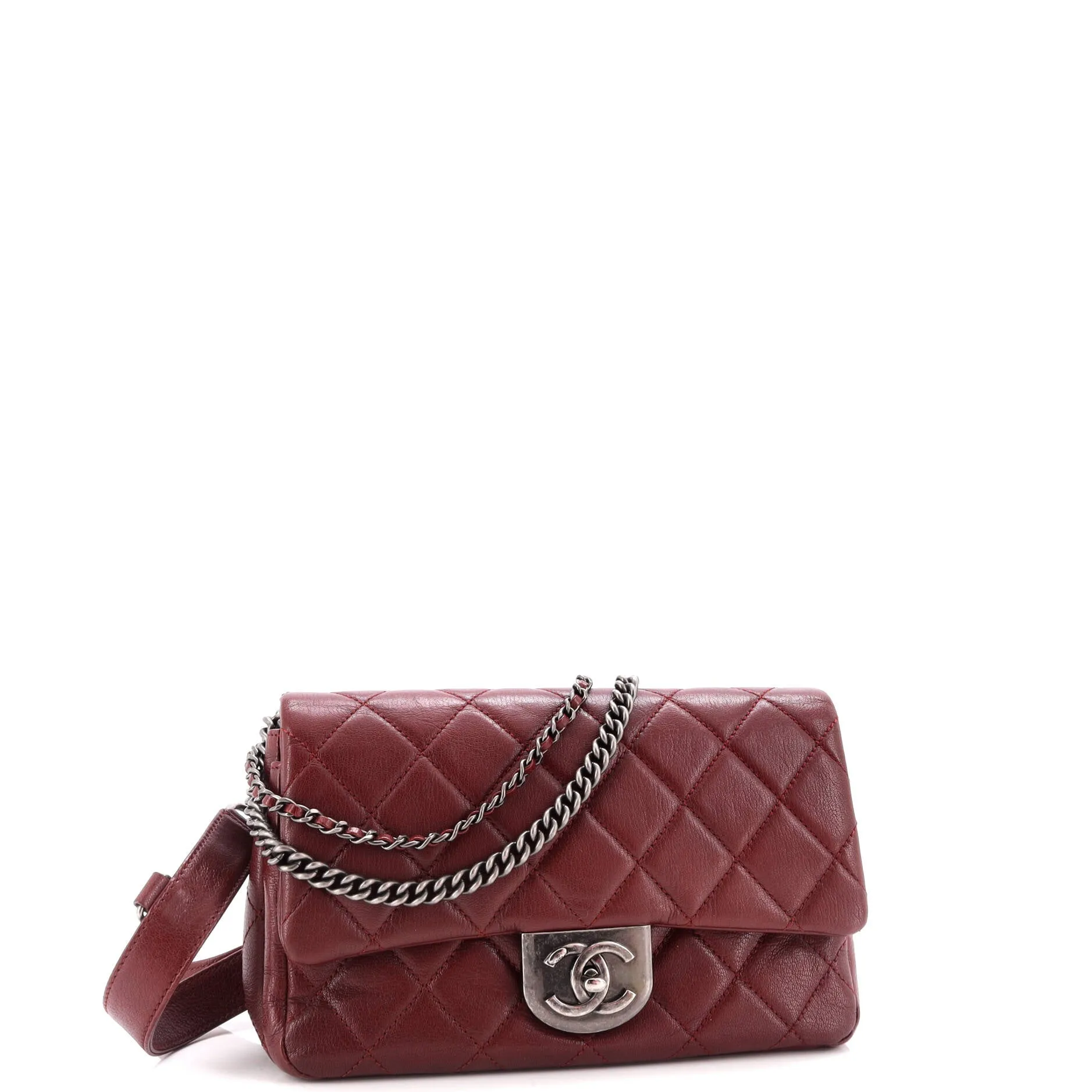 Pre-Loved Chanel Double Carry Chain Waist Bag Quilted Goatskin Small sold by Zulily product image thumbnail 3