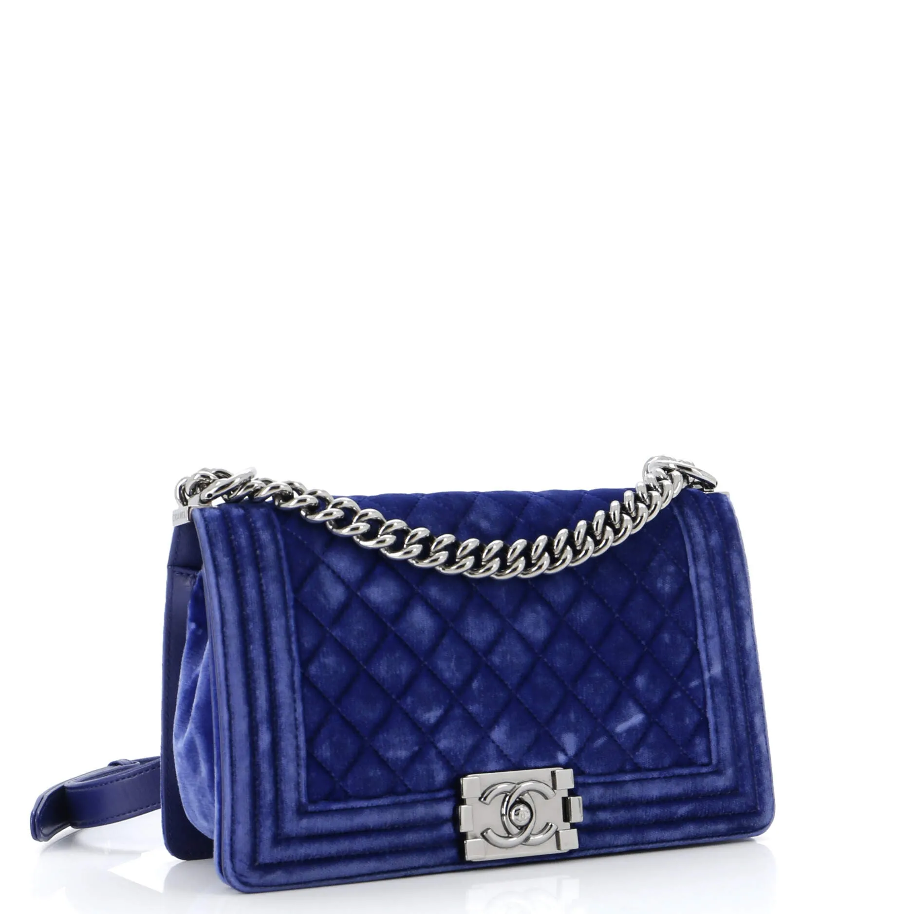Pre-Loved Chanel Boy Flap Bag Quilted Velvet Old Medium sold by Zulily product image thumbnail 3