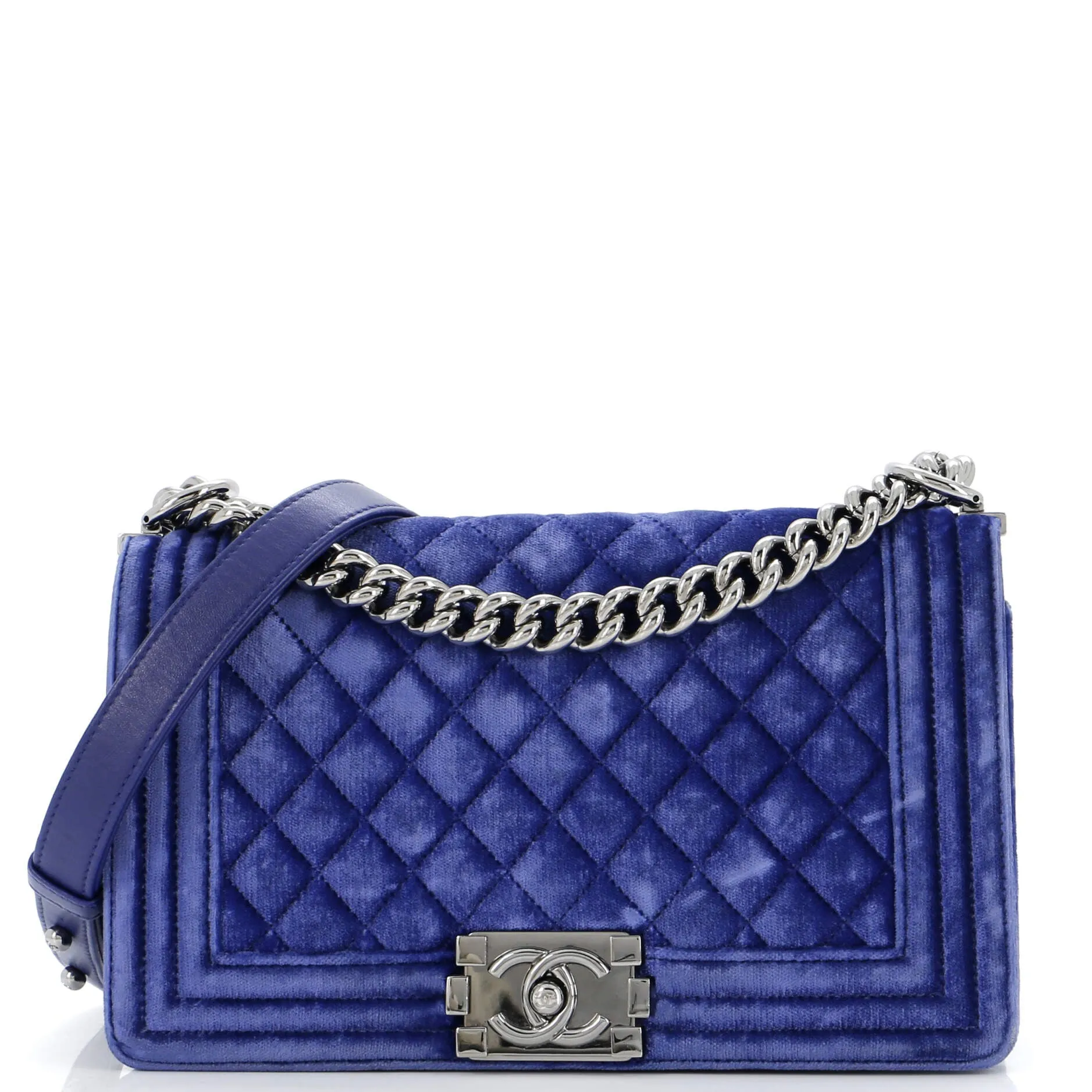 Pre-Loved Chanel Boy Flap Bag Quilted Velvet Old Medium sold by Zulily
