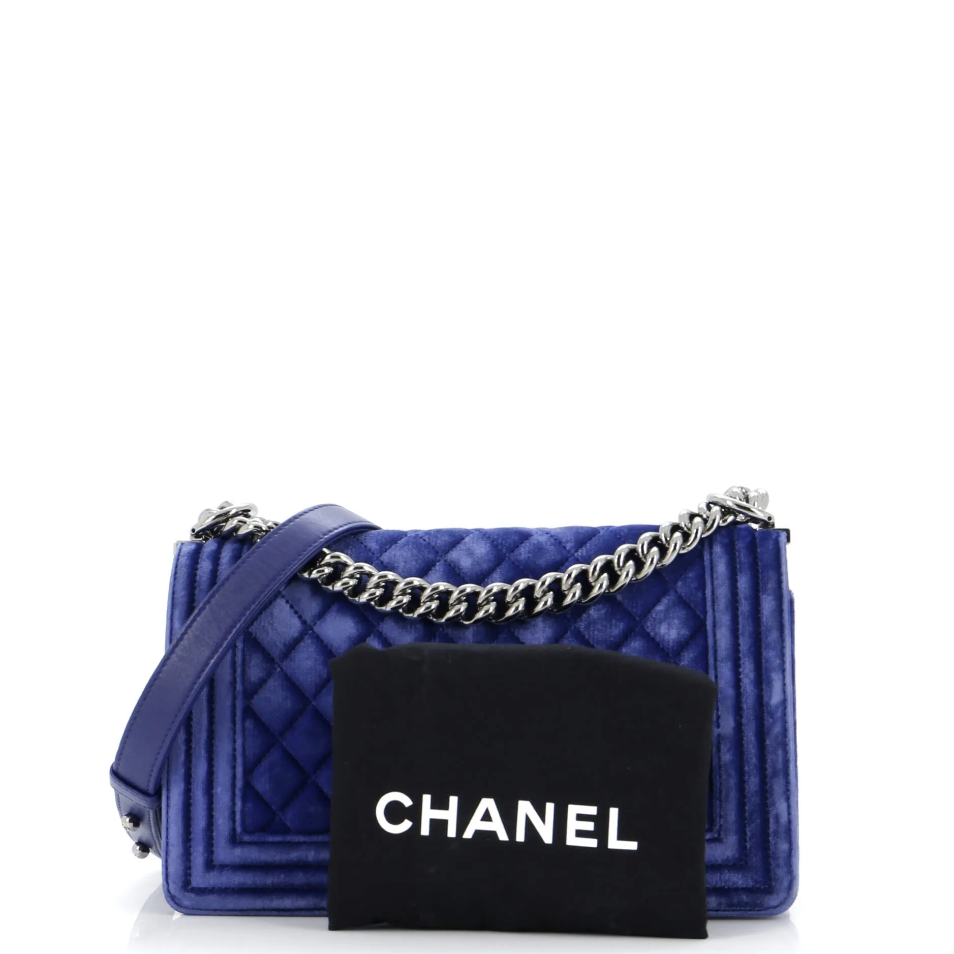 Pre-Loved Chanel Boy Flap Bag Quilted Velvet Old Medium sold by Zulily product image thumbnail 2