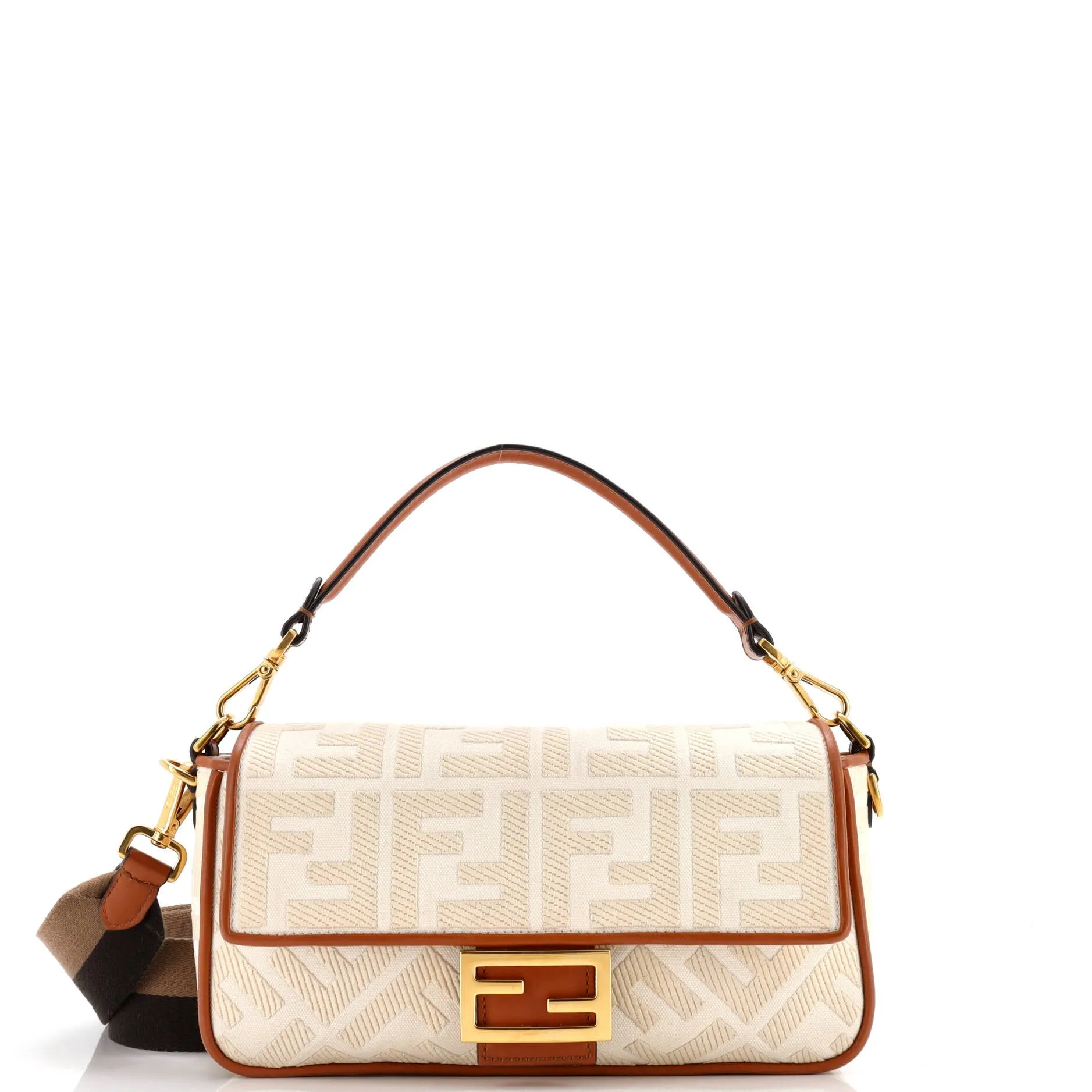 Pre-Loved Fendi Baguette NM Bag Zucca Embroidered Canvas Medium sold by Zulily