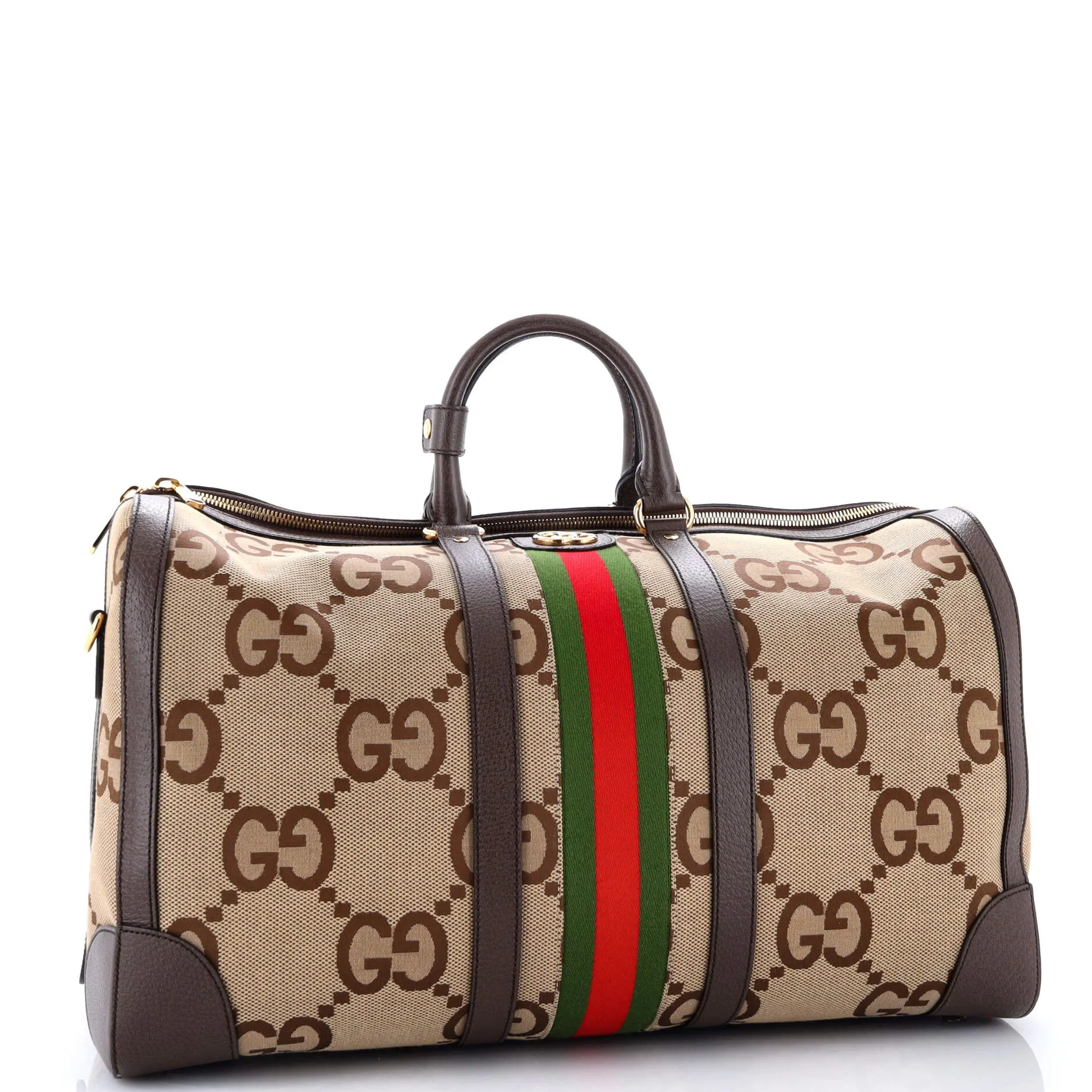 Pre-Loved Gucci Savoy Web Convertible Duffle Bag Jumbo GG Canvas Large sold by Zulily product image thumbnail 2