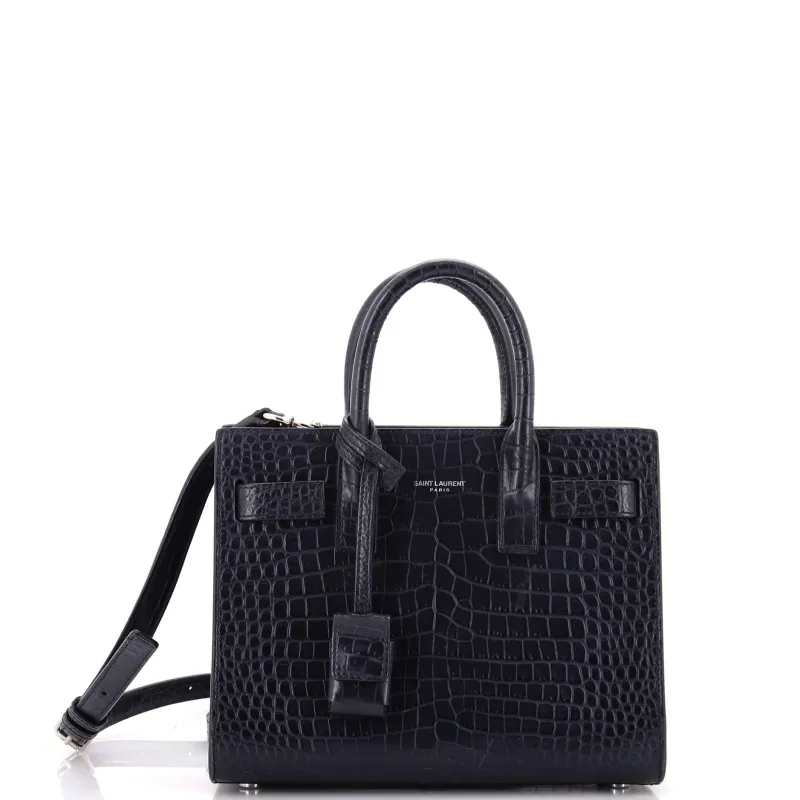 Pre-Loved Saint Laurent Sac de Jour NM Bag Crocodile Embossed Leather Nano sold by Zulily