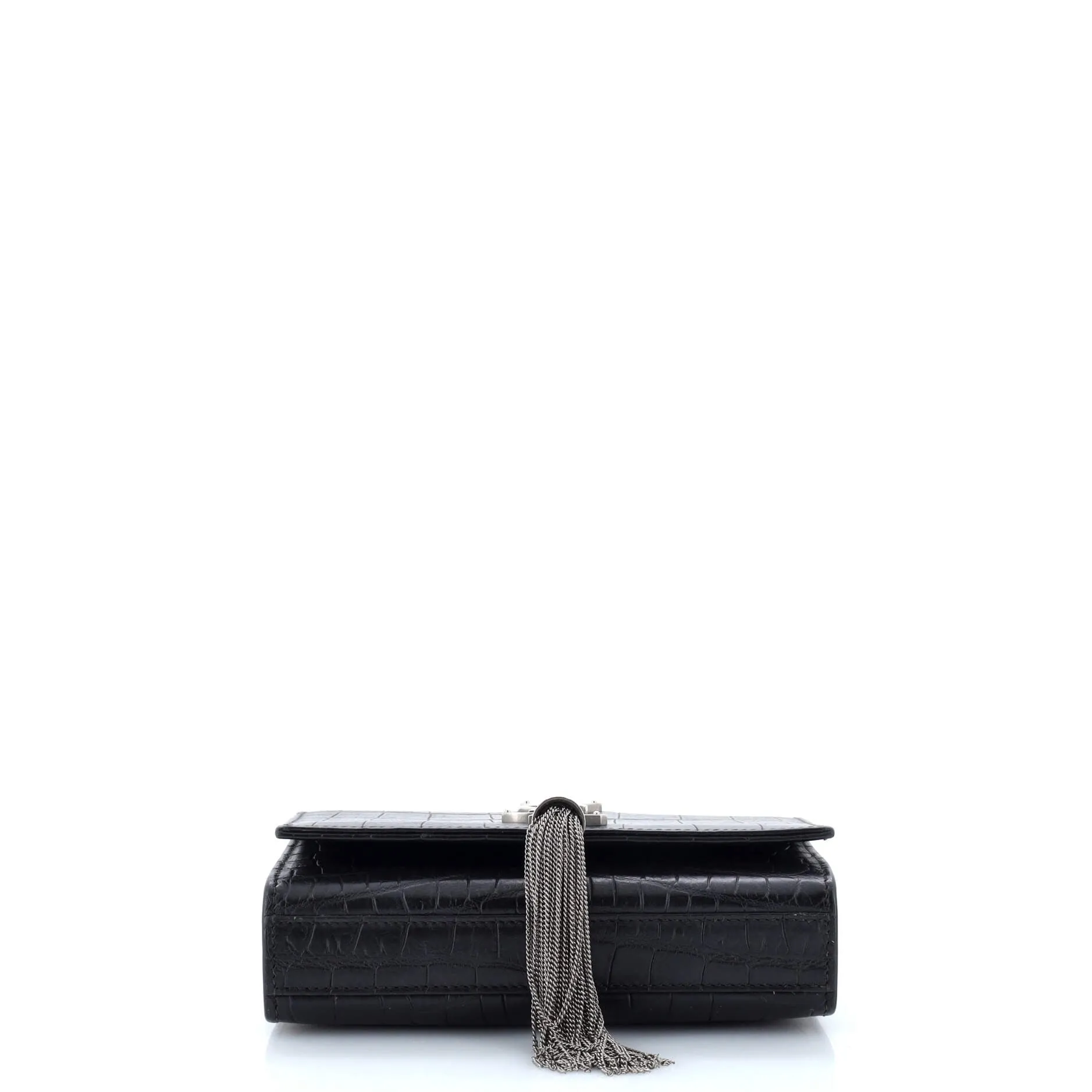 Pre-Loved Saint Laurent Classic Monogram Tassel Crossbody Bag Crocodile Embossed Leather Small sold by Zulily product image thumbnail 4