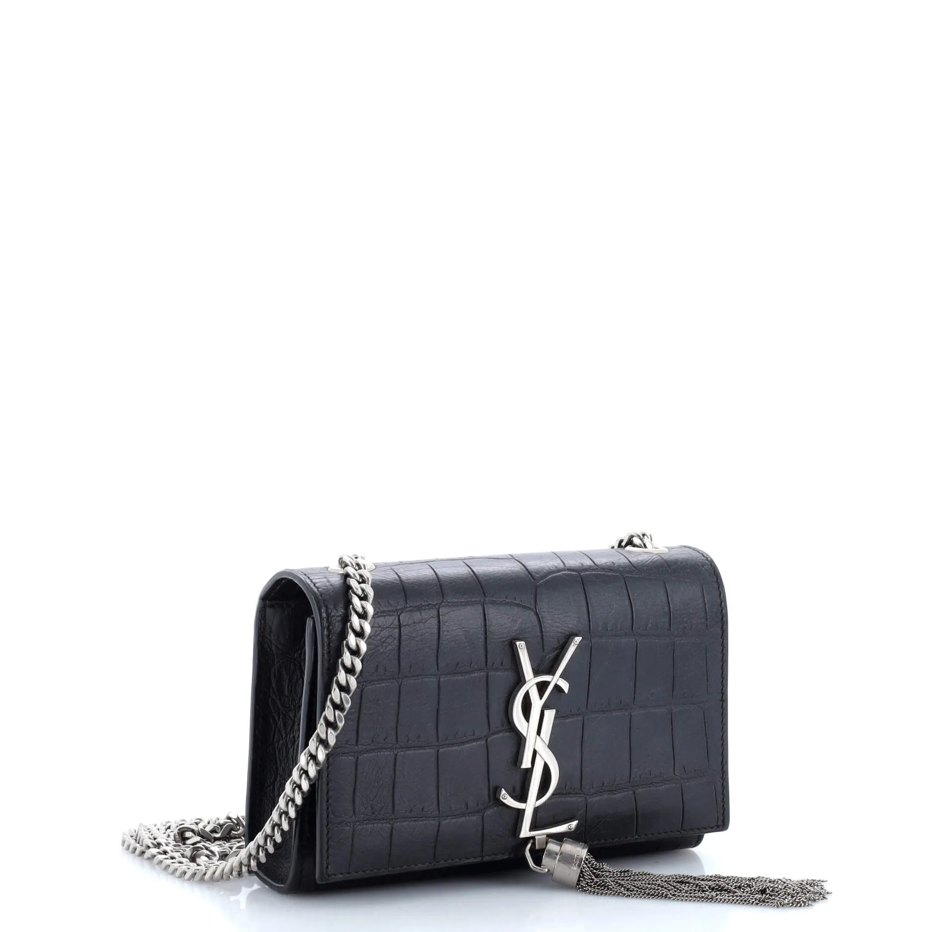 Pre-Loved Saint Laurent Classic Monogram Tassel Crossbody Bag Crocodile Embossed Leather Small sold by Zulily product image thumbnail 2