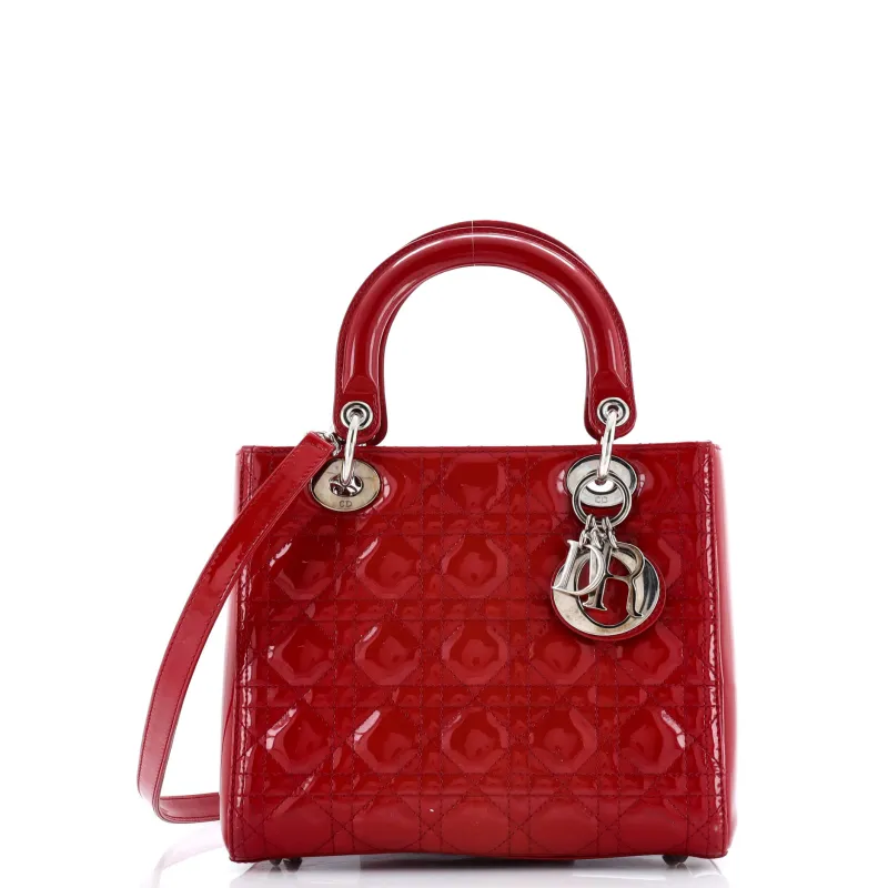 Pre-Loved Christian Dior Lady Dior Bag Cannage Quilt Patent Medium sold by Zulily