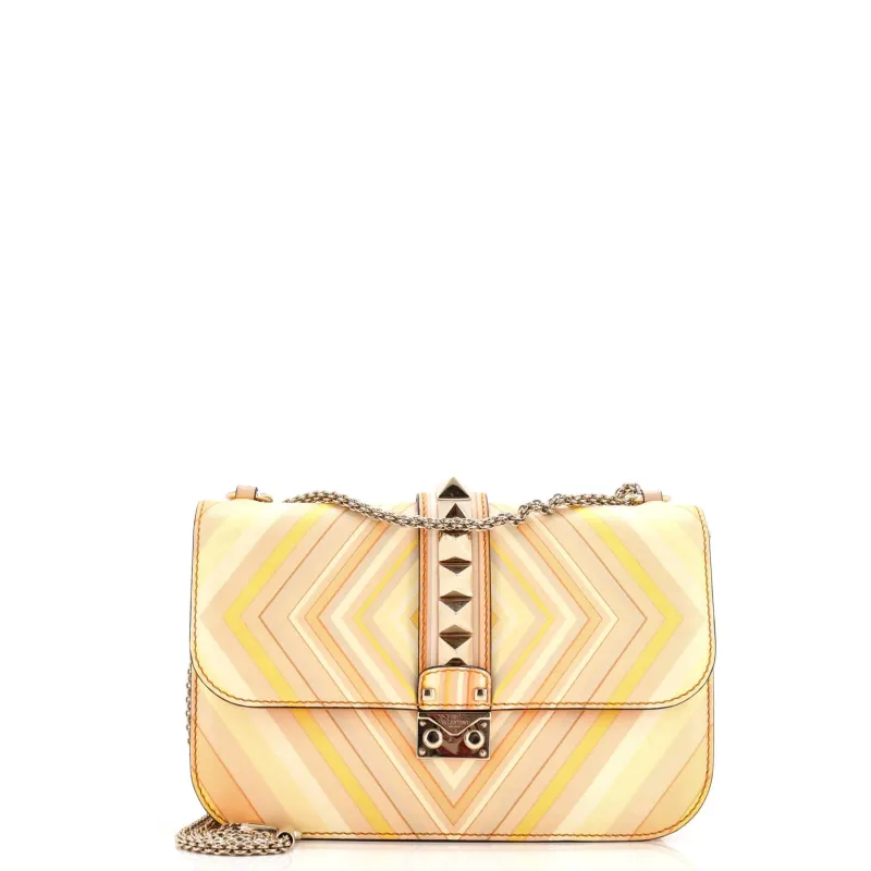 Pre-Loved Valentino 1973 Glam Lock Shoulder Bag Striped Leather Medium sold by Zulily