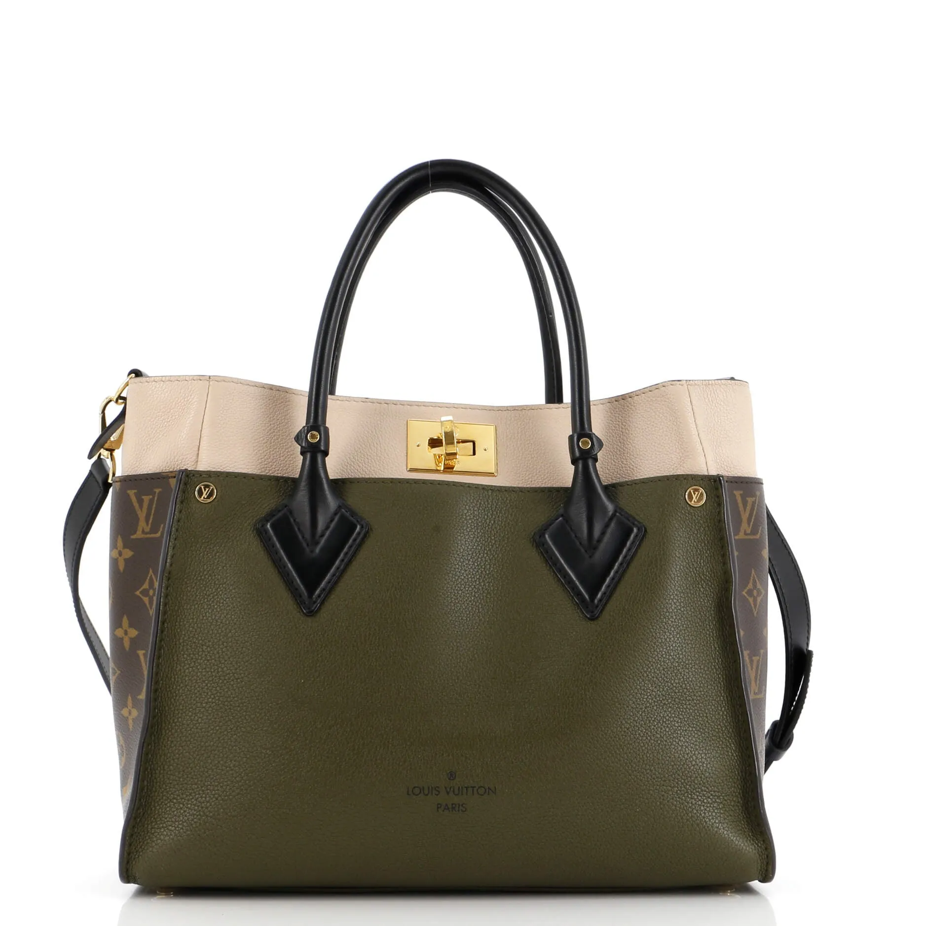 Pre-Loved Louis Vuitton On My Side Tote Leather with Monogram Canvas PM sold by Zulily