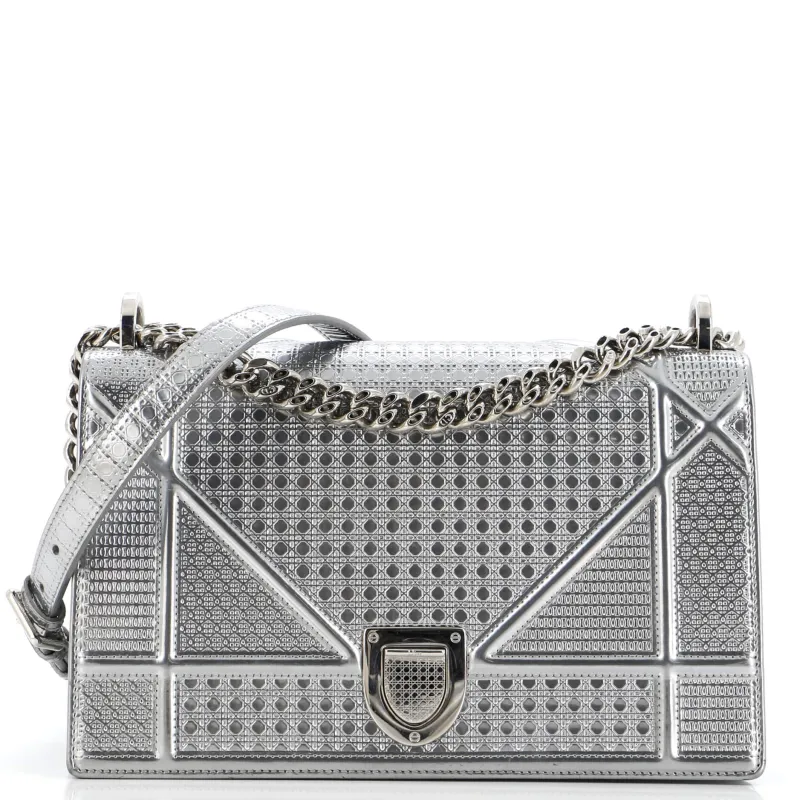 Pre-Loved Christian Dior Diorama Flap Bag Cannage Embossed Calfskin Medium sold by Zulily