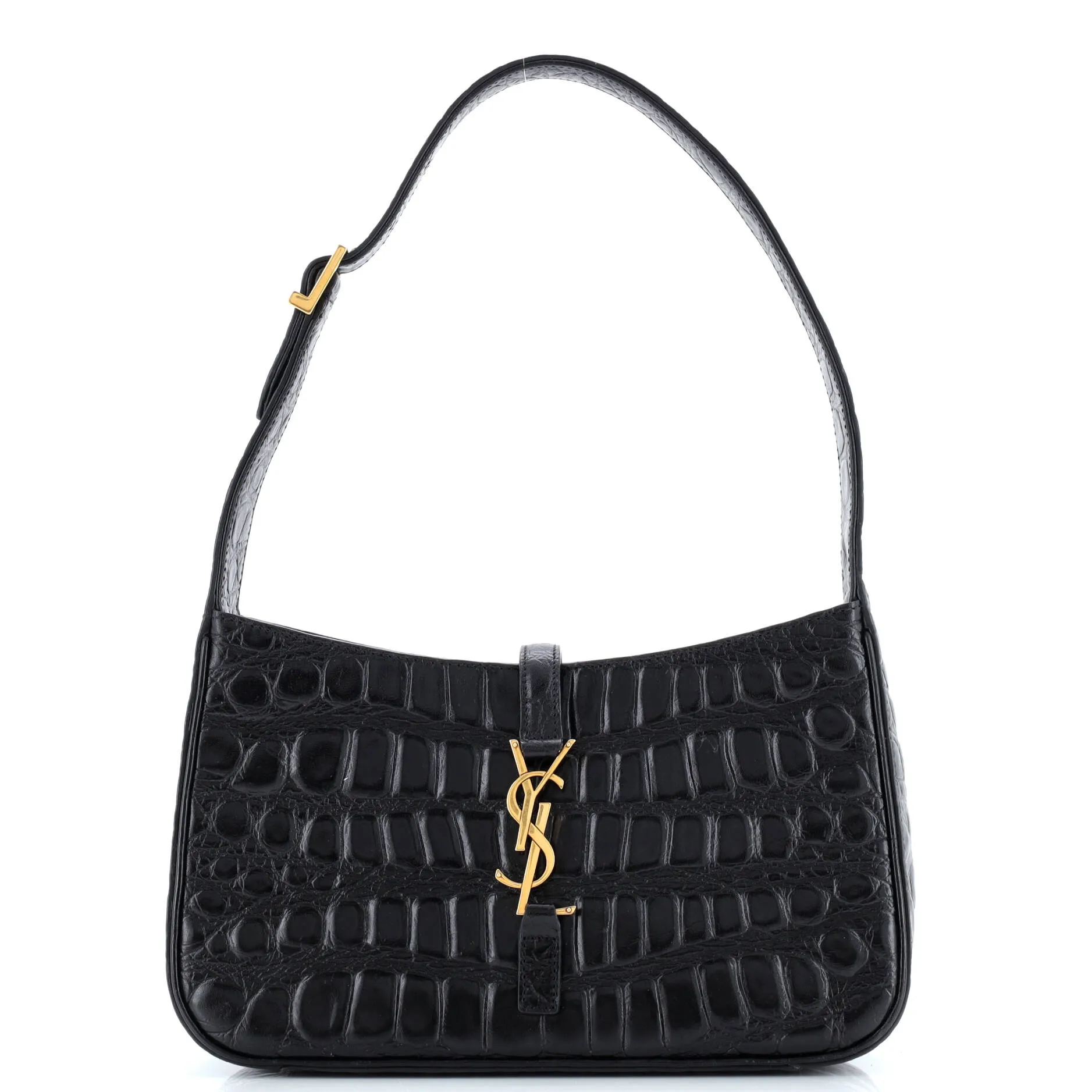 Pre-Loved Saint Laurent Le 5 a 7 Hobo Crocodile Embossed Leather Small sold by Zulily