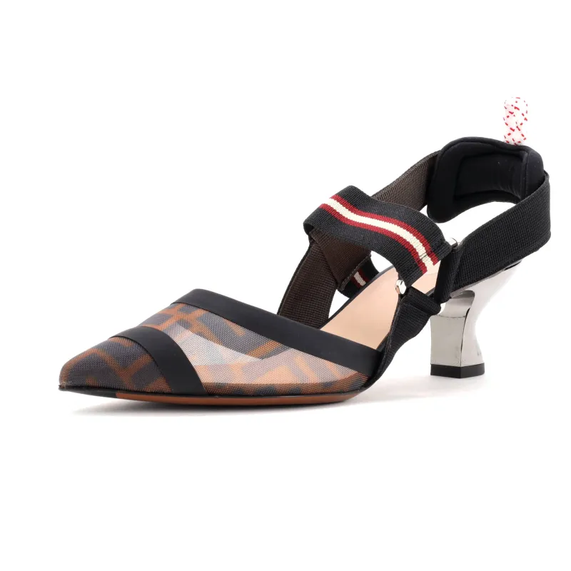 Pre-Loved Fendi Women's Colibri Slingback Pumps Zucca Mesh sold by Zulily