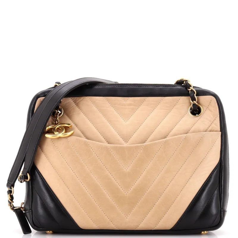 Pre-Loved Chanel CC Charm Camera Bag Chevron Lambskin Medium made by Chanel