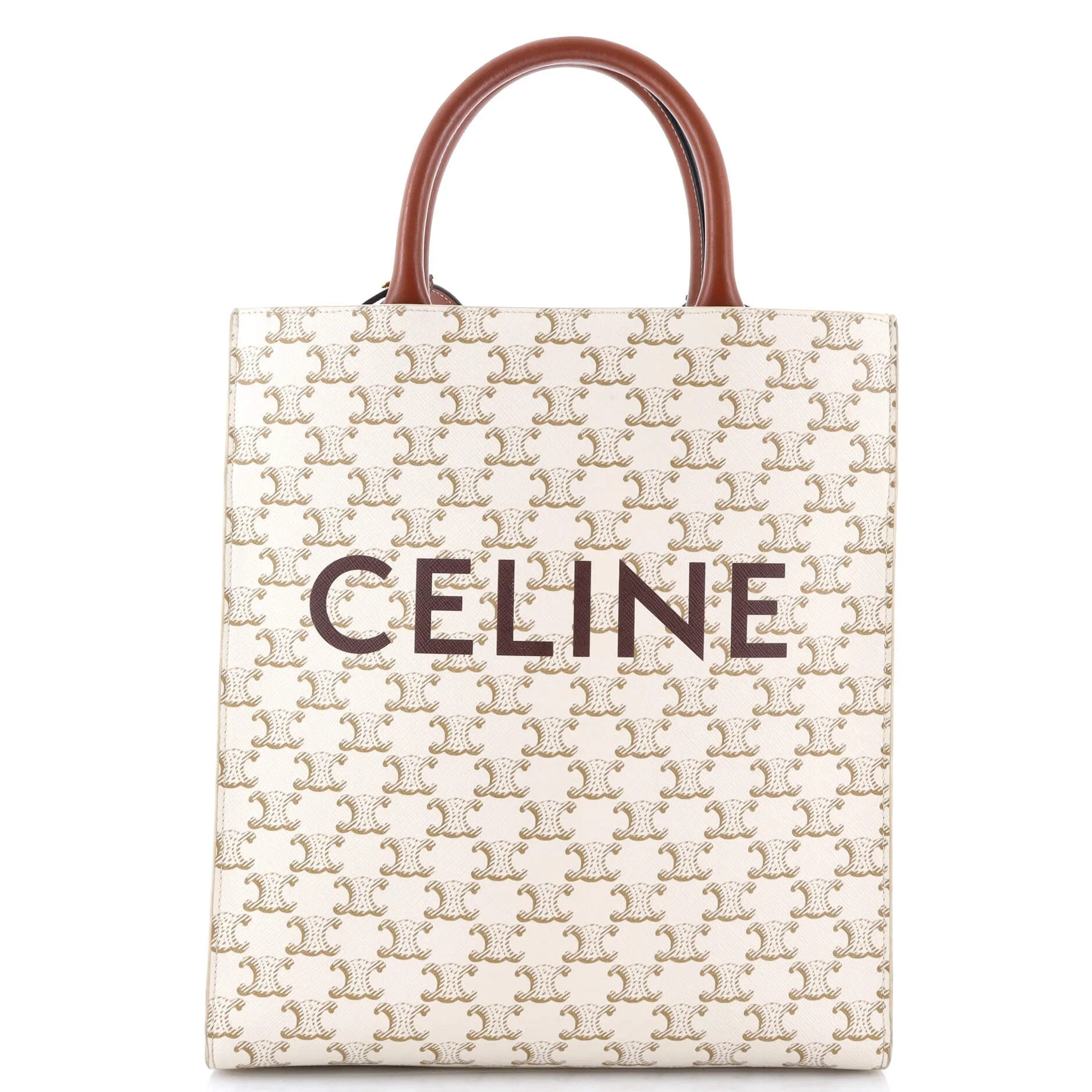 Pre-Loved Celine Vertical Cabas Tote Triomphe Coated Canvas Small sold by Zulily