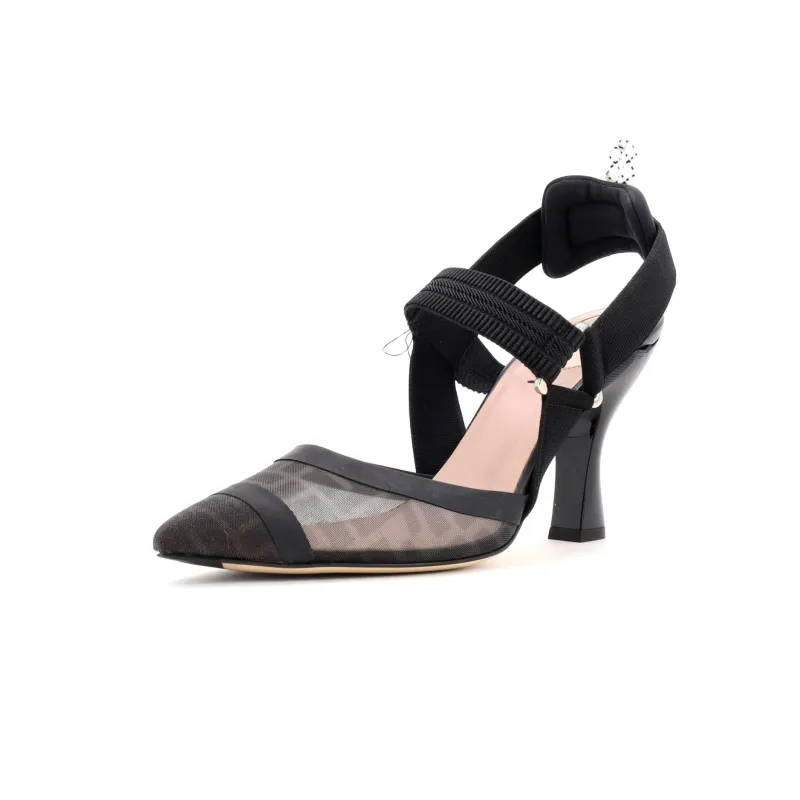 Pre-Loved Fendi Women's Colibri Slingback Pumps Zucca Mesh sold by Zulily