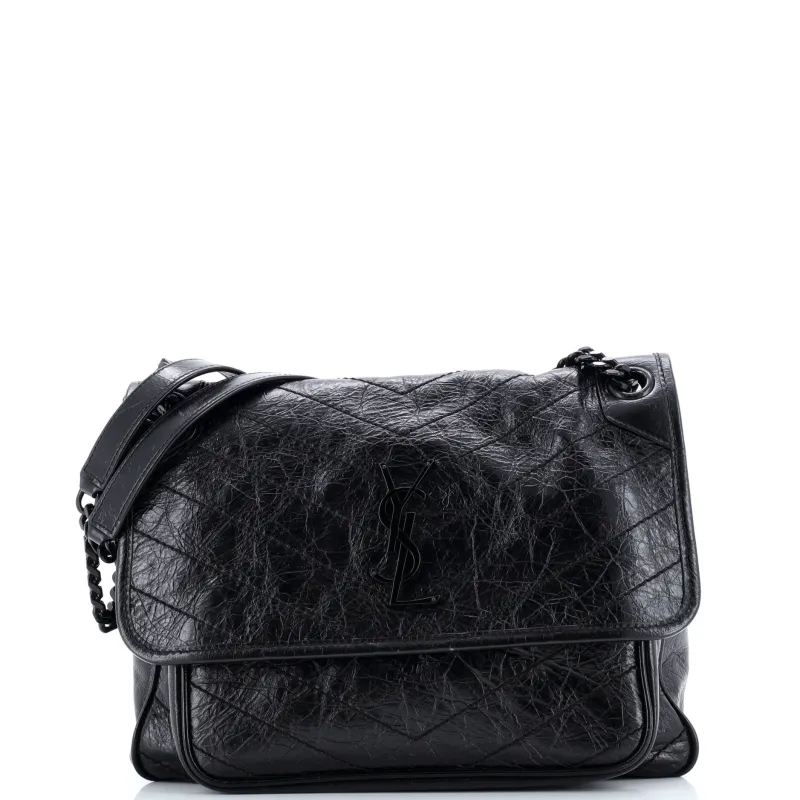 Pre-Loved Saint Laurent Niki Chain Flap Bag Matelasse Chevron Leather Medium sold by Zulily
