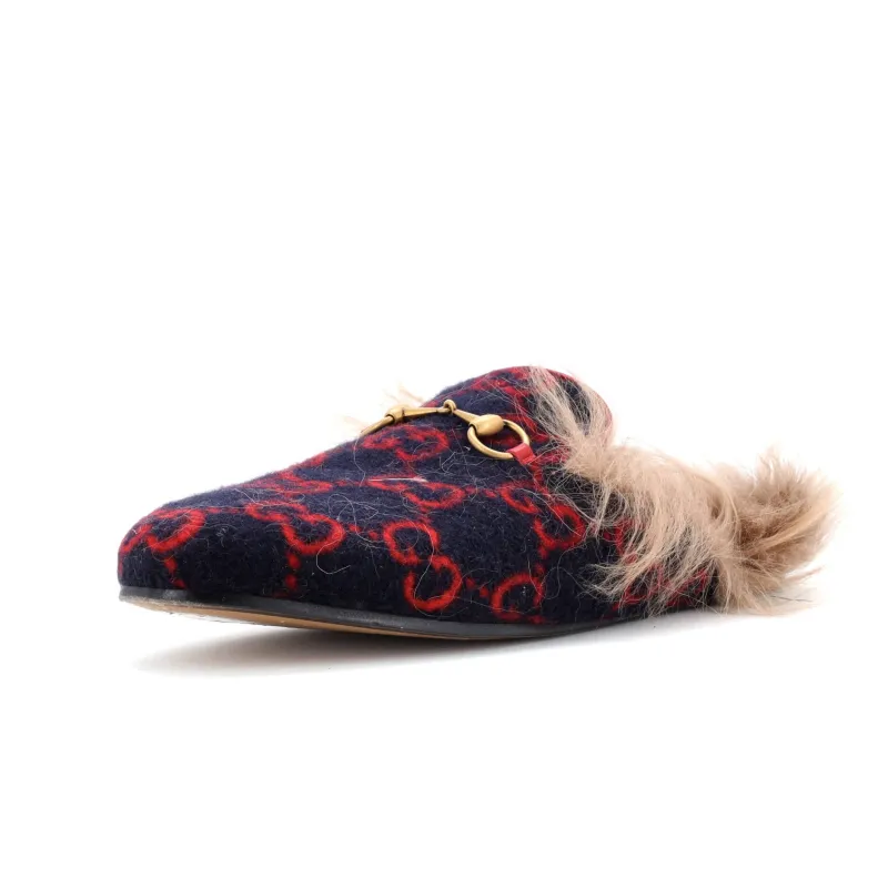 Pre-Loved Gucci Women's Princetown Mules GG Wool with Lamb Hair sold by Zulily
