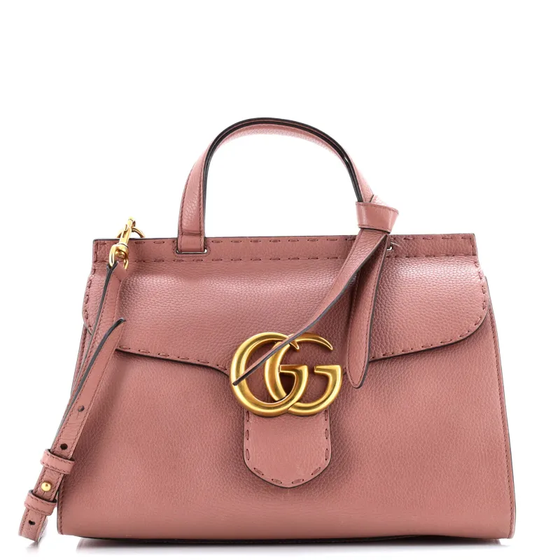 Pre-Loved Gucci GG Marmont Top Handle Bag Leather Small sold by Zulily