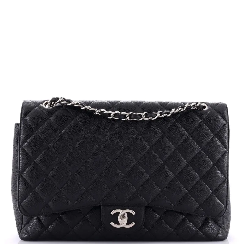 Pre-Loved Chanel Classic Double Flap Bag Quilted Caviar Maxi sold by Zulily