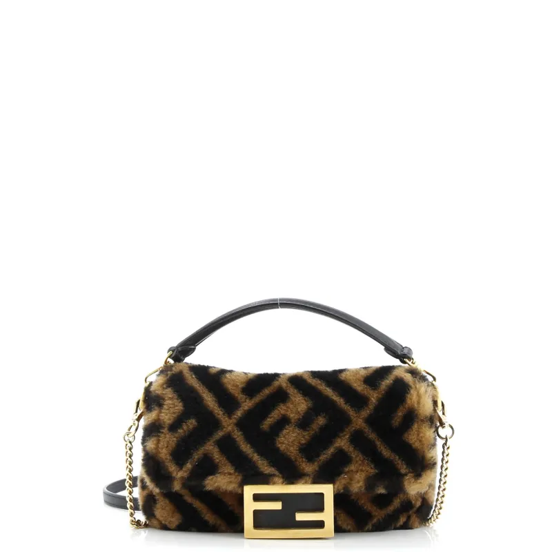 Pre-Loved Fendi Baguette NM Bag Zucca Shearling Mini sold by Zulily