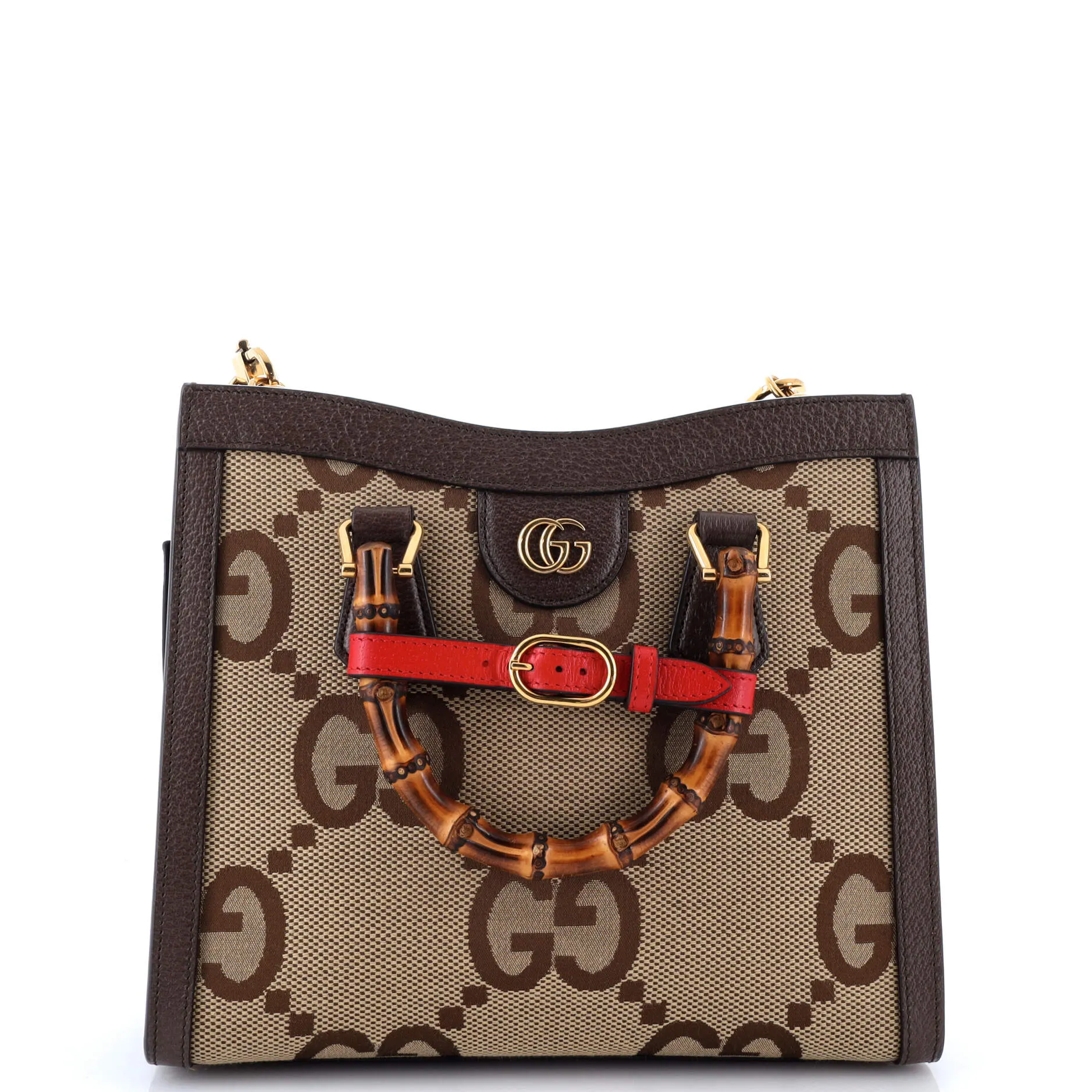Pre-Loved Gucci Diana NM Bamboo Handle Tote Jumbo GG Canvas Small sold by Zulily