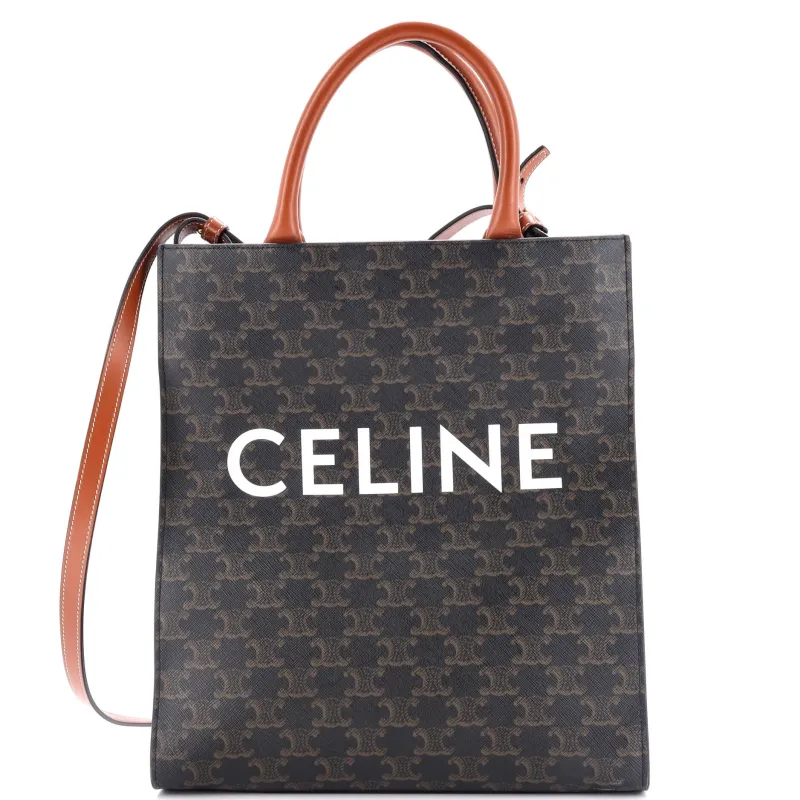 Pre-Loved Celine Vertical Cabas Tote Triomphe Coated Canvas Small sold by Zulily