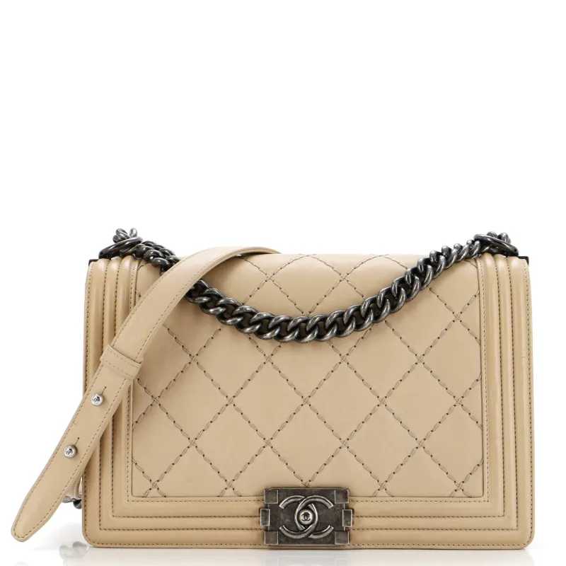 Pre-Loved Chanel Stitch Boy Flap Bag Quilted Calfskin New Medium sold by Zulily